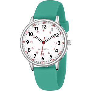 Women's Green Waterproof Analog Silicone Stylish Second Hand Buckle Wrist Watch